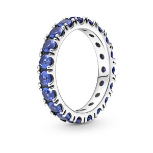 Pandora Třpytivý stříbrný prsten s modrými krystaly Eternity Timeless 190050C02 60 mm