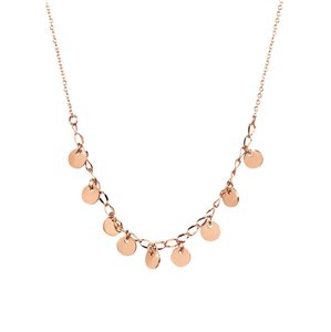 Troli Penízkový náhrdelník z růžově pozlacené oceli Rose Gold