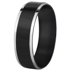 Troli Ocelový černý prsten se stříbrným okrajem 69 mm