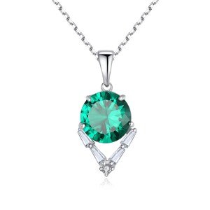 Linda's Jewelry Stříbrný náhrdelník Green & Crystal Ag 925/1000 INH179