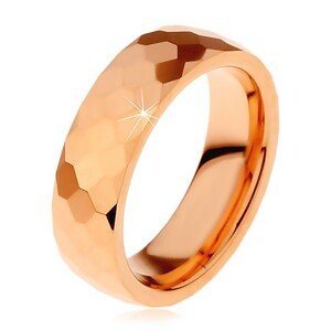 Prsten z wolframu v měděném odstínu, vybroušené šestihrany, 6 mm - Velikost: 49