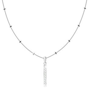 Stříbrný 925 náhrdelník - řetízek s hadím vzorem, tenký obdélník se zirkony