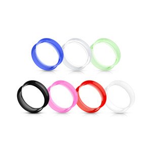Sedlový tunel do ucha ze silikonu, ohebný, různé barvy, lesklý - Tloušťka : 5 mm, Barva: Růžová