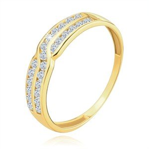 Zlatý prsten 585 - dvojitá řada kulatých zirkonů - Velikost: 51