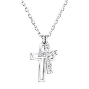 Stříbrný náhrdelník se zirkonem bílý křížek 12012.1,Stříbrný náhrdelník se zirkonem bílý křížek 12012.1