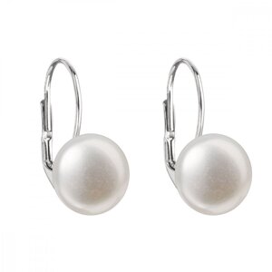 Stříbrné náušnice visací s bílou říční perlou 21010.1,Stříbrné náušnice visací s bílou říční perlou 21010.1