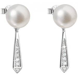 Stříbrné náušnice visací s bílou říční perlou 21036.1,Stříbrné náušnice visací s bílou říční perlou 21036.1