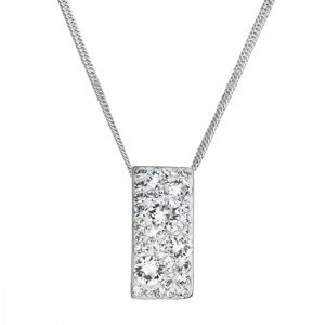 Stříbrný náhrdelník se Swarovski krystaly bílý obdélník 32074.1 Krystal,Stříbrný náhrdelník se Swarovski krystaly bílý obdélník 32074.1 Krystal