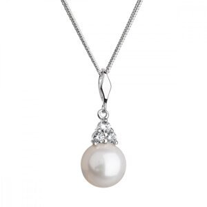 Stříbrný náhrdelník s kulatou řícní perlou a zirkony 22033.1,Stříbrný náhrdelník s kulatou řícní perlou a zirkony 22033.1