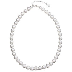 Perlový náhrdelník s křišťály Preciosa 32011.1 Bílá,Perlový náhrdelník s křišťály Preciosa 32011.1 Bílá