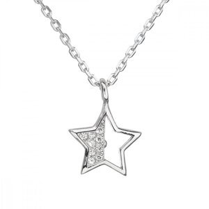 Stříbrný náhrdelník se zirkonem bílá hvězdička 12024.1,Stříbrný náhrdelník se zirkonem bílá hvězdička 12024.1
