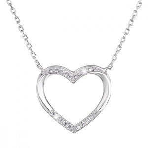 Stříbrný náhrdelník se zirkonem bílé srdce 12010.1,Stříbrný náhrdelník se zirkonem bílé srdce 12010.1